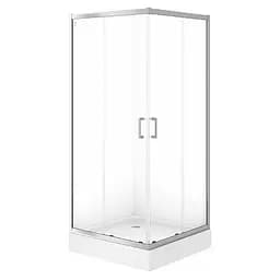Душевая кабина Cersanit Brasco 90x90 см квадратная раздвижная прозрачное стекло на мелком поддоне хром S601-227, прозрачный, хром