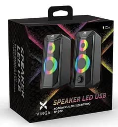 Акустична система Vinga 2.0 SP-200 LED USB Black (SP-200 LED USB Black) - мініатюра 6