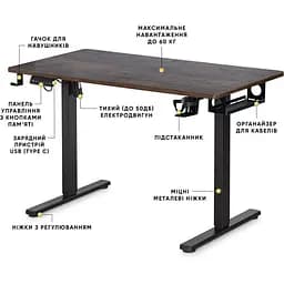 Стіл Mealux PowerDesk Lite Antique з електрорегулюванням висоти (EVO-201 Lite Antique/B) - мініатюра 4