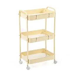 Этажерка Wall Sticker SW-00002113 мобильная трехъярусная универсальная из металла 45х30х78 см кремовая