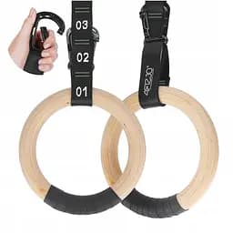 Гимнастические кольца 4FIZJO деревянные, регулируемые Black/Green (P-5905973402736)