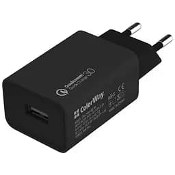 Зарядний пристрій ColorWay Quick Charge 3.0 18W Black + кабель micro-Usb 1 м Black