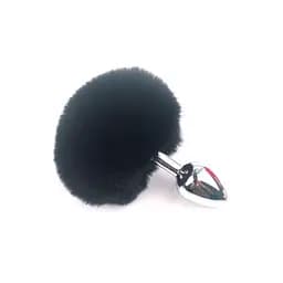 Анальная пробка классическая металлическая с хвостиком 7,5 см BunnyTail Черная
