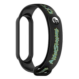 Силіконовий ремінець для фітнес-трекера Xiaomi Mi Band 5/6/7, RM, чорний, з дизайнерським принтом, для фітнес-браслета, з регулятором довжини, для повсякденного використання, ArmorStandart (ARM59271)