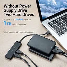 Хаб USB Vention 2.0 -> 4xUSB 2.0 0.15м Black (CHMBB) - мініатюра 2
