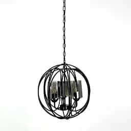 Люстра Лофт у чорному корпусі форми плетена куля Line.F Колір плафона Янтарний