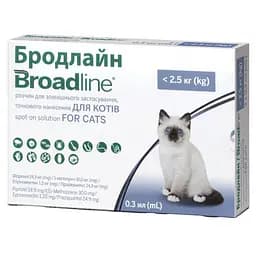 Краплі Broadline Boehringer Ingelheim від бліх та кліщів для котів та кошенят до 2,5 кг (0,3 мл), 1 піпетка (159885-1)