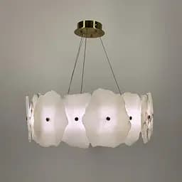 Кільцева Люстра підвісна з мармуровими пластинами в латунному каркасі Line F Арт. A52G-600 AB