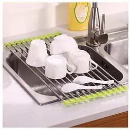 Сушарка підставка для посуду на мийку салатову 23*37 см Kitchen Drainboard