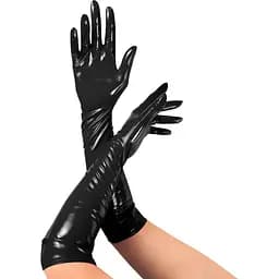 Глянсові вінілові рукавички Art of Sex - Lora, розмір S, колір Чорний