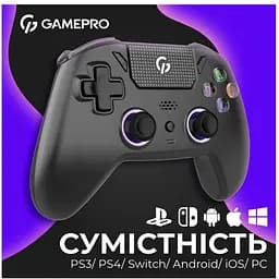 Геймпад Bluetooth джойстик GamePro GPS-13B Bluetooth 5.3/USB (PC/iOS/Android/PS3/PS4) RGB Black - мініатюра 4