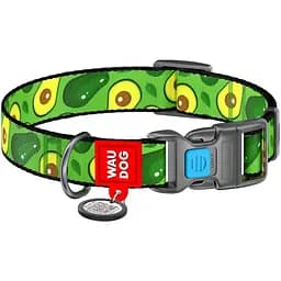 Нашийник для собак Waudog Nylon Авокадо, з QR-паспортом, пластиковый фастекс, L, 31-49х2,5 см