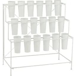 Кашпо J-Line підлогове металеве білого кольору для 18 відсіків для квітів (33186)