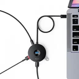 USB-хаб Baseus Round Box 4-Port USB-A Black 0.1 м [CAHUB-F01] [77939] - мініатюра 7