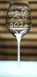 Винный бокал с веселой гравировкой 480 мл новогодний подарок фужер с символом года Конь 2026