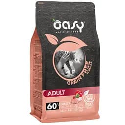 Беззерновий сухий корм Oasy Cat Grain Free Adult для дорослих котів індичка з яблуком та журавлиною 1.5 кг