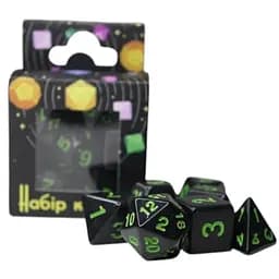 Набор кубиков Opaque 7 Dice Set - Black (w-green) , 7 шт. (g7dopaq01)