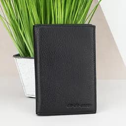 Обложка для паспорта и карт De Esse LC-47043-1 кожаная черная 2 в 1