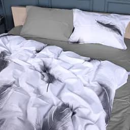 Комплект постільної білизни MisSon Сатин 22-1400 Feather Touch 143 x 210 см сірий (2200010566505)