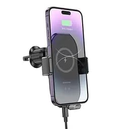 Автотримач Borofone BH205 з бездротовою зарядкою 15W чорний - мініатюра 5