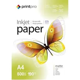 Фотопапір PrintPro матовий 190г/м² A4 500 листів PME190500A4