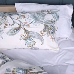 Наволочка MirSon Сатин Flower Sketch 45х45 см біла з зеленим принтом (2200011123547)