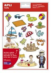 Наклейки тематичні навчальні Apli Kids Пляж, 12 аркушів (11447)