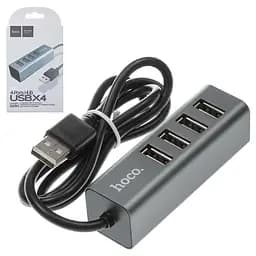Концентратор адаптер хаб Hoco Line machine HB1 1 Usb-A to 4 Usb сірий - мініатюра 3