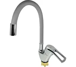 Змішувач для кухні Zegor YUB4-F181GY гнучкий силіконовий вилив Сірий 30412