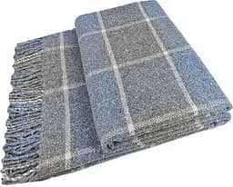 Плед вовняний Vladi Палермо 140x200 біло-сіро-блакитний 7