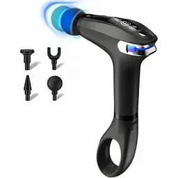 Бездротовий ручний перкусійний масажер пістолет з 4 насадками Fascial Gun HB-005 - мініатюра 3