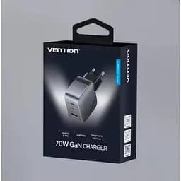 Зарядний пристрій Vention 1xUSB-C PD70W + 1xUSB QC3.0 22.5W GaN + cable USB-C to USB-C 1.0m 5A gray (TZ-FCGH0-EU) - мініатюра 9
