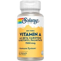 Вітаміни та мінерали Solaray Vitamin A 7600 mcg Dry Form, 60 вегакапсул