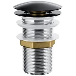 Донний клапан для умивальника Corsan click-clack black без переливу MUKK CZARNY, Чорний матовий