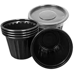 Супник ребристый без крышки одноразовый пластиковый черный Ø 115 мм 500 мл 50 шт.