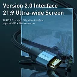 Кабель Baseus HDMI Enjoyment Series 4khd Male To 4khd Male 2 м 4K (CAKSX-C0G) - мініатюра 3