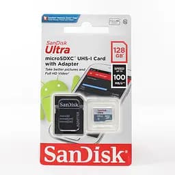 Карта пам'яті microSDXC (UHS-1) SanDisk Ultra 128Gb class 10 A1 (100Mb/s) (adapter SD) - мініатюра 2