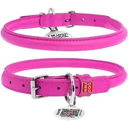 Ошейник для собак Waudog Glamour кожаный с QR паспортом, круглый, L, Д 13 мм, Дл 45-53 см (4820152561510)