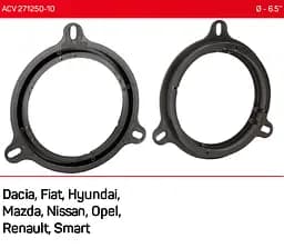 Проставки під динаміки 165 мм / 6.5" ACV 271250-10 для автомобілів Dacia, Fiat, Hyundai, Mazda, Nissan, Opel, Renault, Smart - мініатюра 5