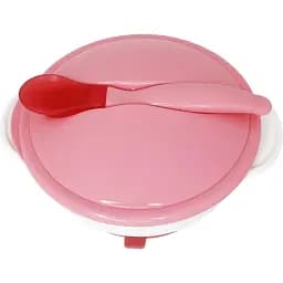 Тарілка на присосці з термоложкою та кришкою Mega Zayka MGZ-0101 (Pink) - мініатюра 2