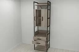 Шафа Гардероб Уні секція 5 серії Конект Ferrum-decor 220x60x50см Чорний метал ДСП Дуб Сонома Трюфель 32 мм (FRD-104514) - мініатюра 9