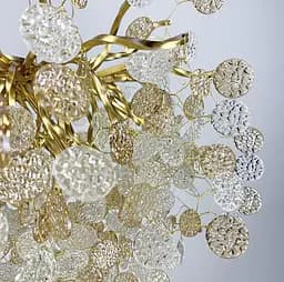 Подвесной светильник в золотистом корпусе с пластинами из комбинированного стекла Ø 80 см Line F | Ст. Y09/L800 GD