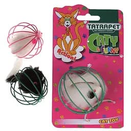 Іграшка для котів Tatrapet Caty funny мишка в металевій кулі 6 см