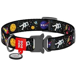 Нашийник для собак Waudog Nylon NASA, з QR паспортом, металева пряжка-фастекс, L, 31-49х2,5 см