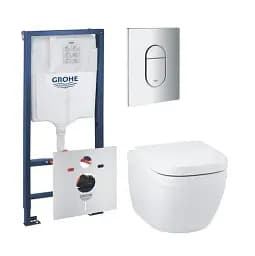 Інсталяція CET 5в1 Grohe Euro Solido з кнопкою Arena Cosmopolitan + унітаз із сидінням і прокладкою 30412 - мініатюра 2