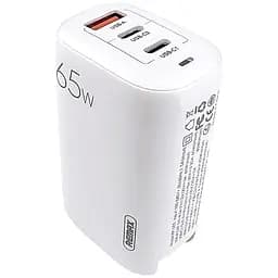 Швидка GaN зарядка 65W REMAX RP-U55 PD+QC 1xUSB-A 2xType-C EU Білий - мініатюра 3