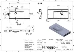 Умивальник Miraggio VIOLA 1000 L BLACK (8813479) Mirasoft, Матовий, Накладний/Підвісний/Врізний, Чорний - мініатюра 2
