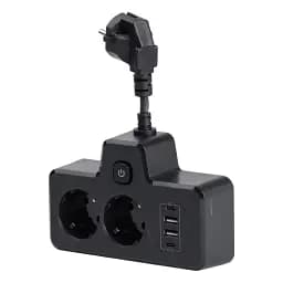 Мережевий фільтр-розгалужувач SNAILS 2 розетки LED 4 USB 8 см, чорний
 - мініатюра 6