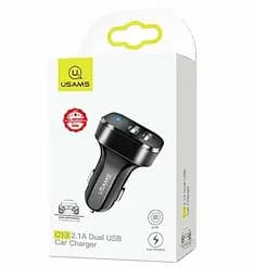 Автомобільний зарядний пристрій Usams CC087 C13 2.1A Dual USB Car Charger Чорний - мініатюра 2