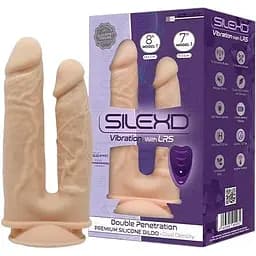 Подвійний фалоімітатор із вібрацією SilexD Double Gusto Vibro Flesh (Model 1 size 8" & 7") + LRS, діам